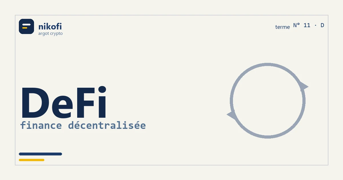 La DeFi, c'est la finance sans banque au milieu, qui tourne toute seule sur des smart contracts